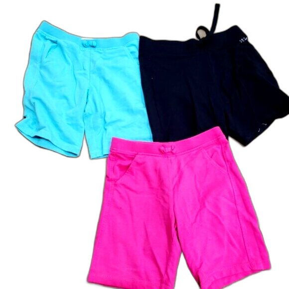 Bundle of 3 Girls Shorts – Size 12 – Place & Justice – Pink, Blue & Black Cloth - Picture 1 of 6